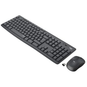 Logitech MK295 Wireless Keyboard and Mouse Combo - SilentTouch Technology, Full Number Keyboard, Shortcut Buttons, Nano USB Receiver, 90% Less Noise - Black